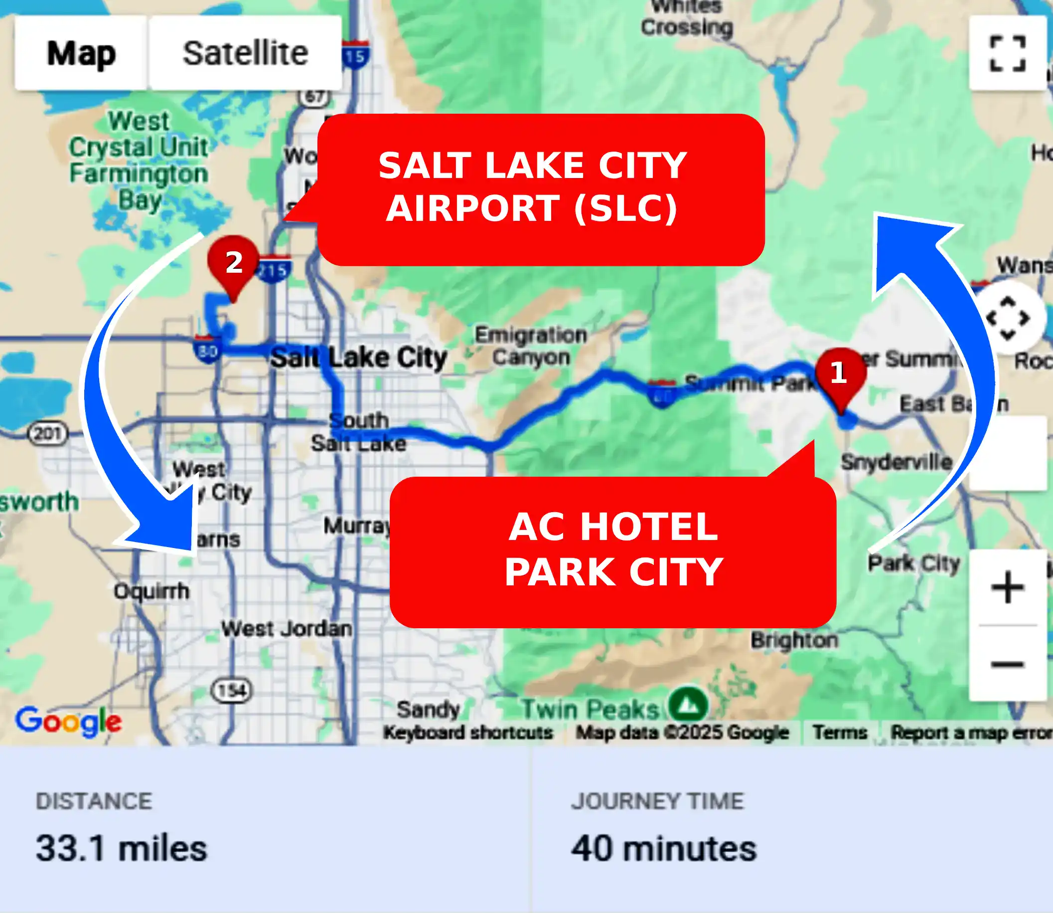 AC Hotel Park City To or From SLC Private Airport Shuttle Ride and Transfer