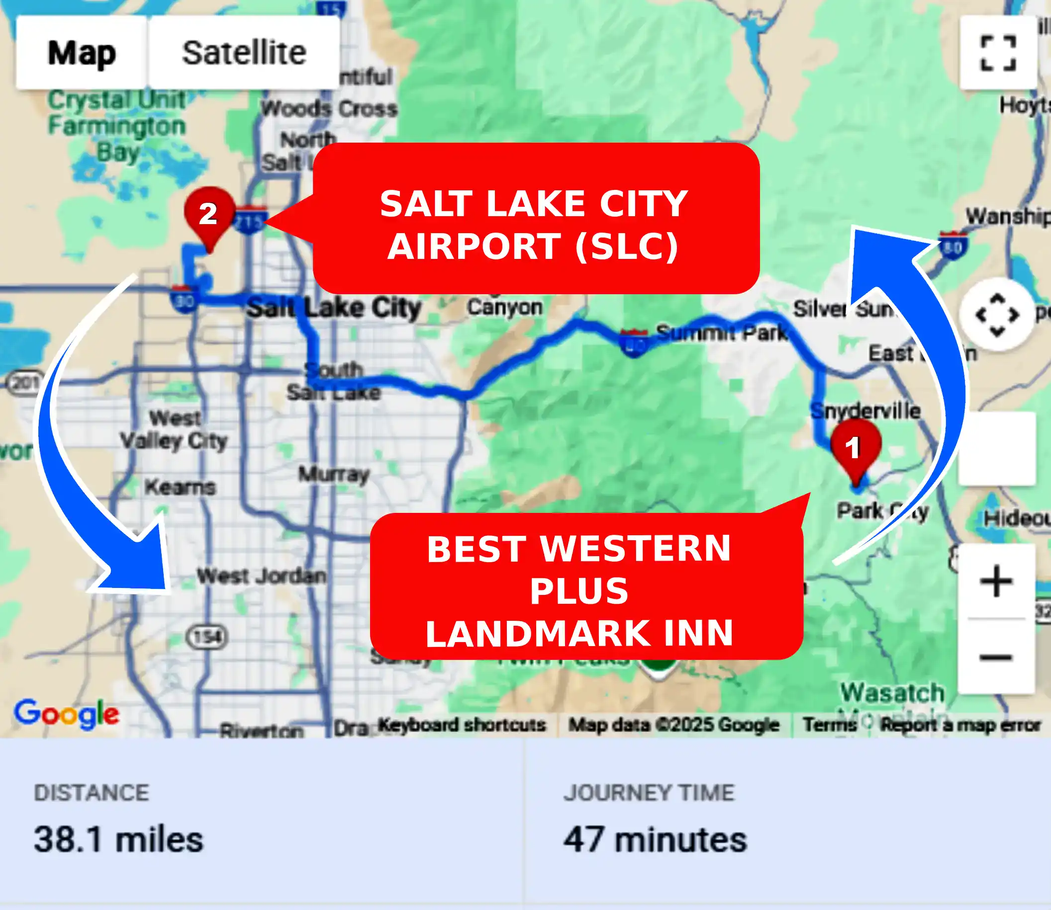 Best Western Plus Landmark Inn To or From SLC Private Airport Shuttle Ride and Transfer