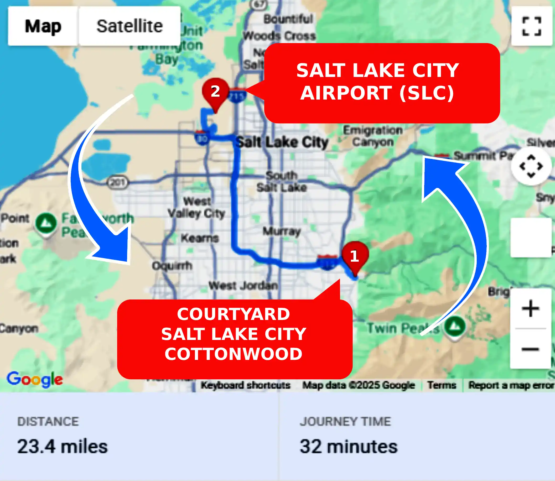 Courtyard Salt Lake City Cottonwood To or From SLC Private Airport Shuttle Ride and Transfer