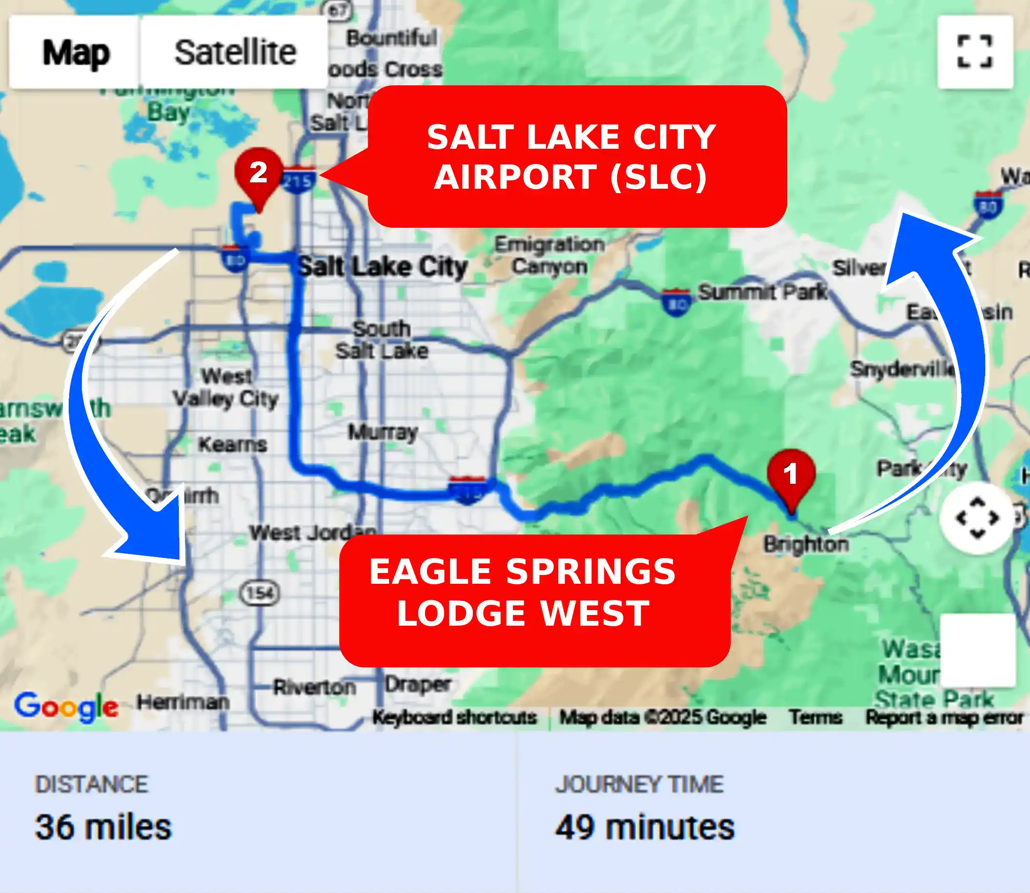 Eagle Springs Lodge West To or From SLC Private Airport Shuttle Ride and Transfer