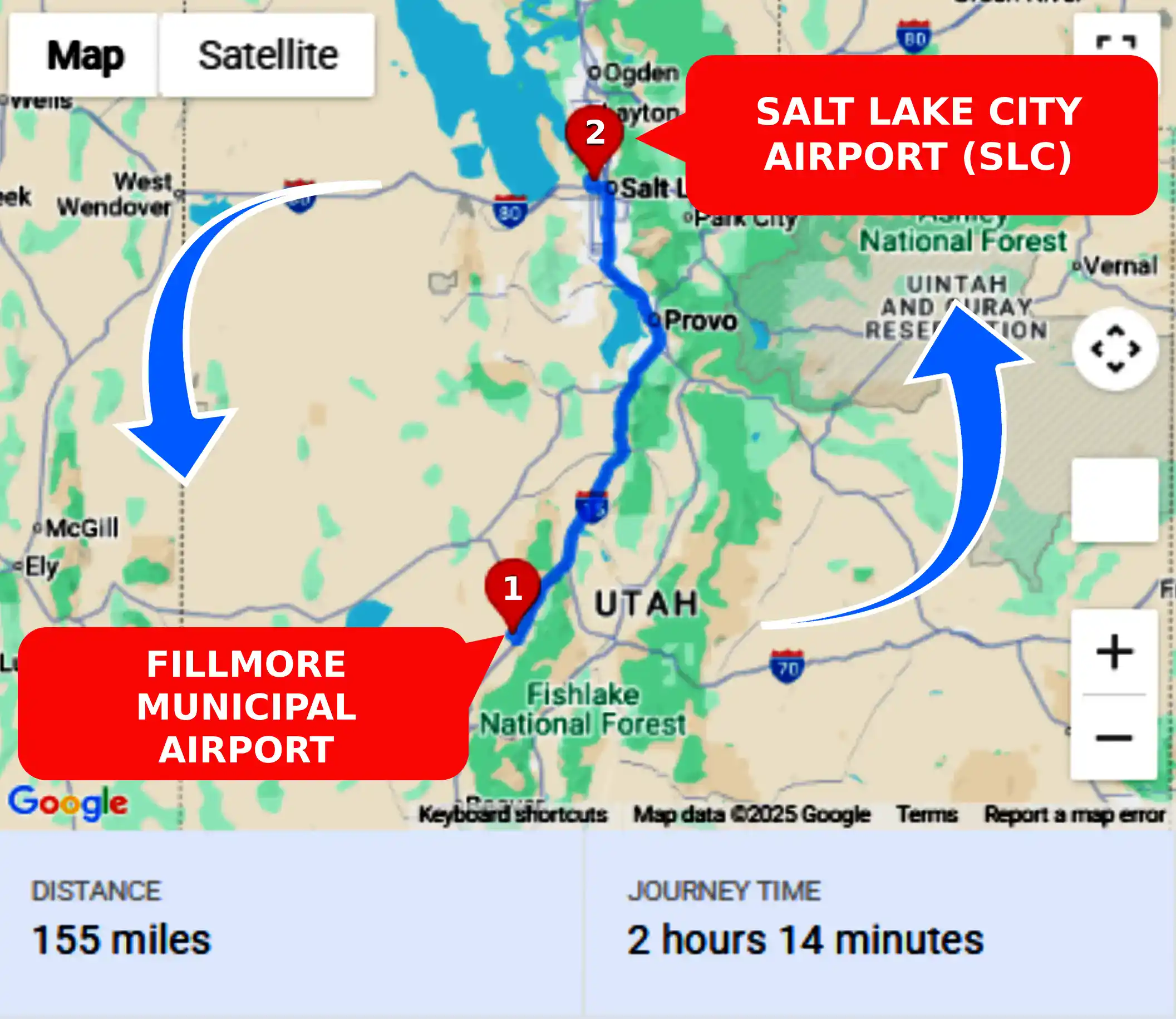 Fillmore Municipal Airport To or From SLC Private Airport Shuttle Ride and Transfer