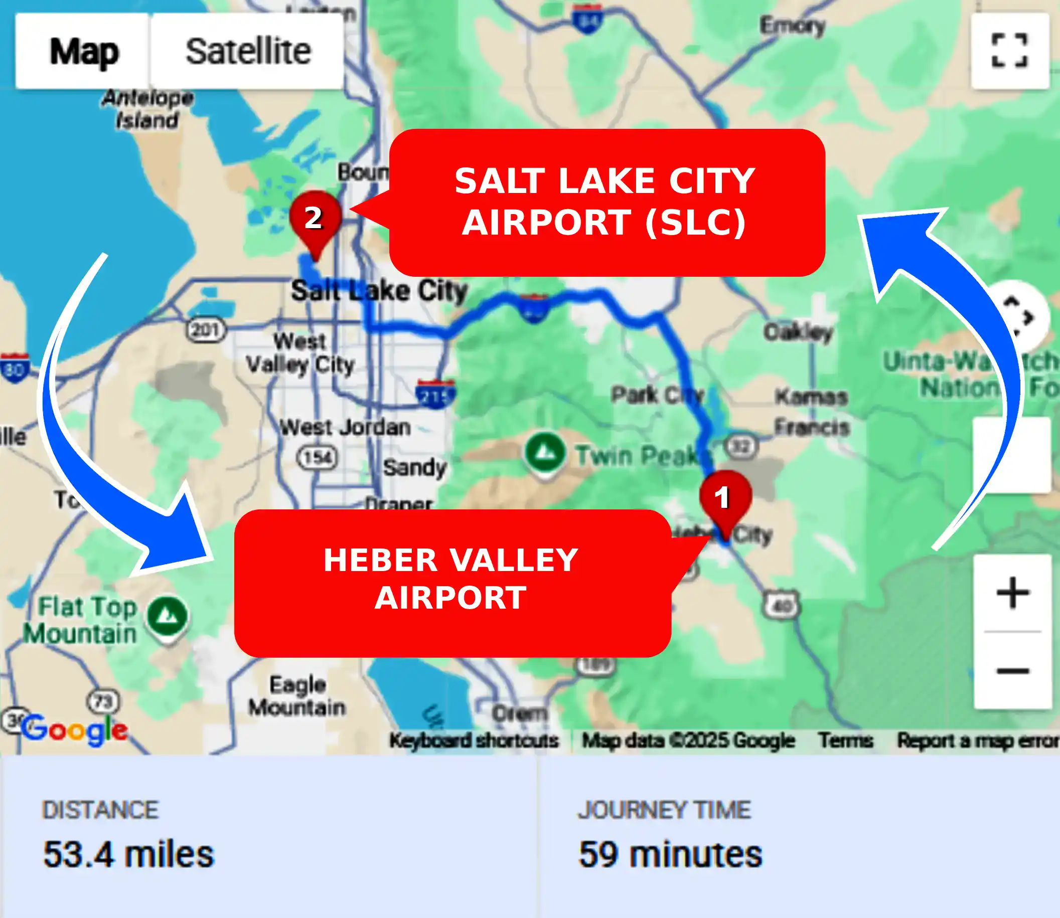 Heber Valley Airport To or From SLC Private Airport Shuttle Ride and Transfer