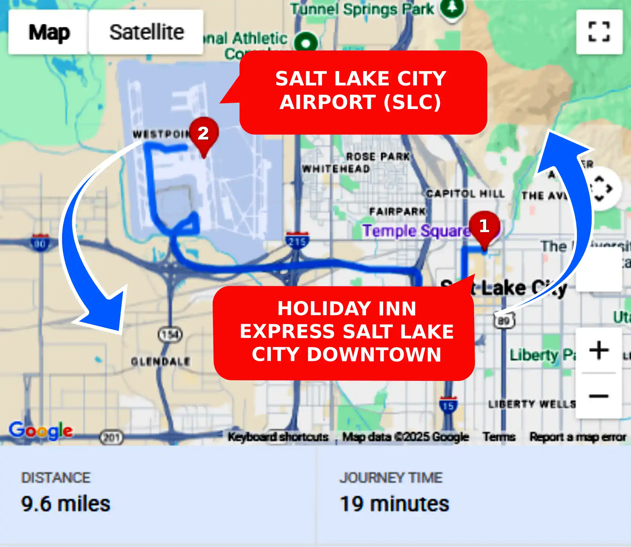 Holiday Inn Express Salt Lake City Downtown To or From SLC Private Airport Shuttle Ride and Transfer