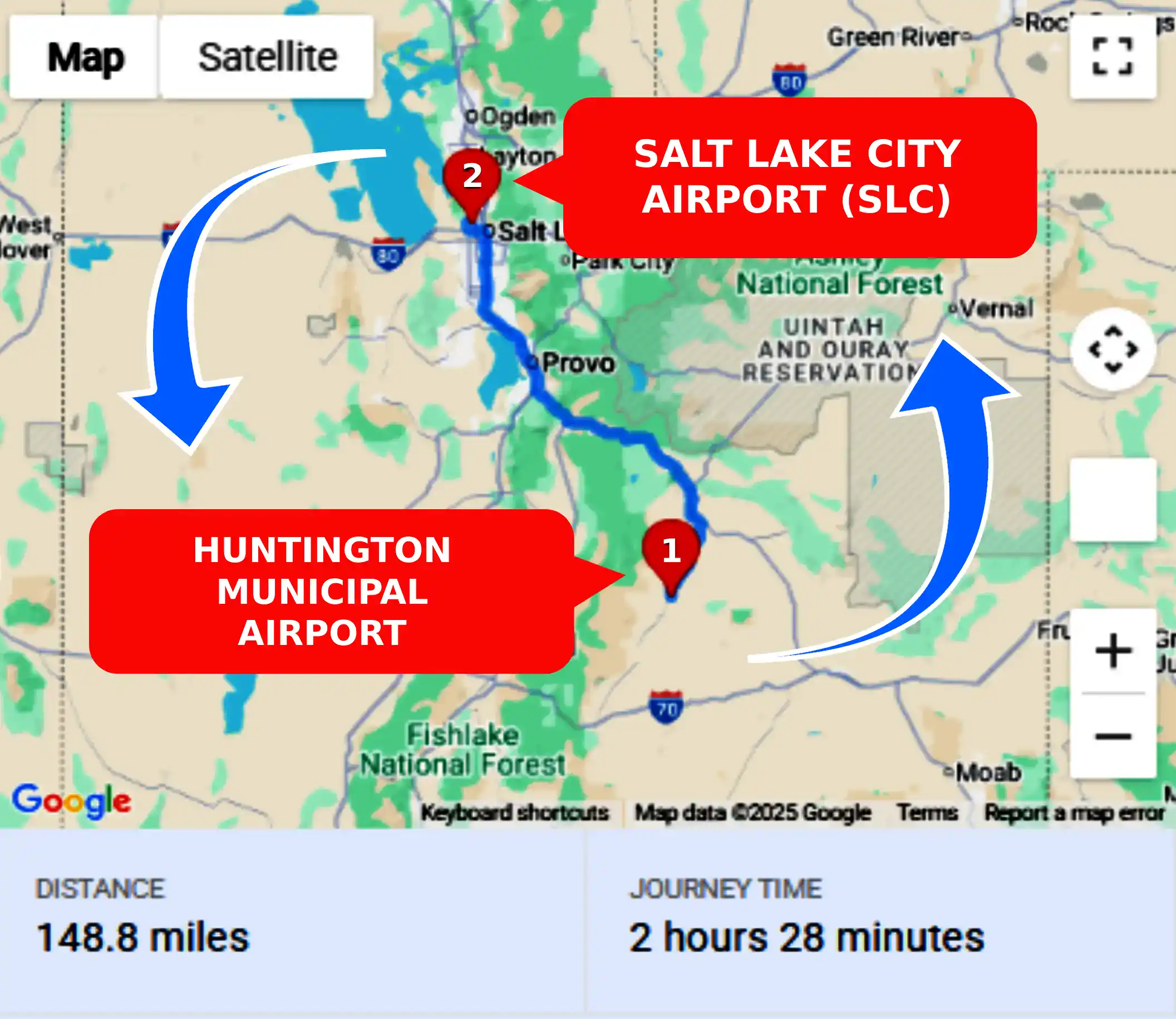 Huntington Municipal Airport To or From SLC Private Airport Shuttle Ride and Transfer