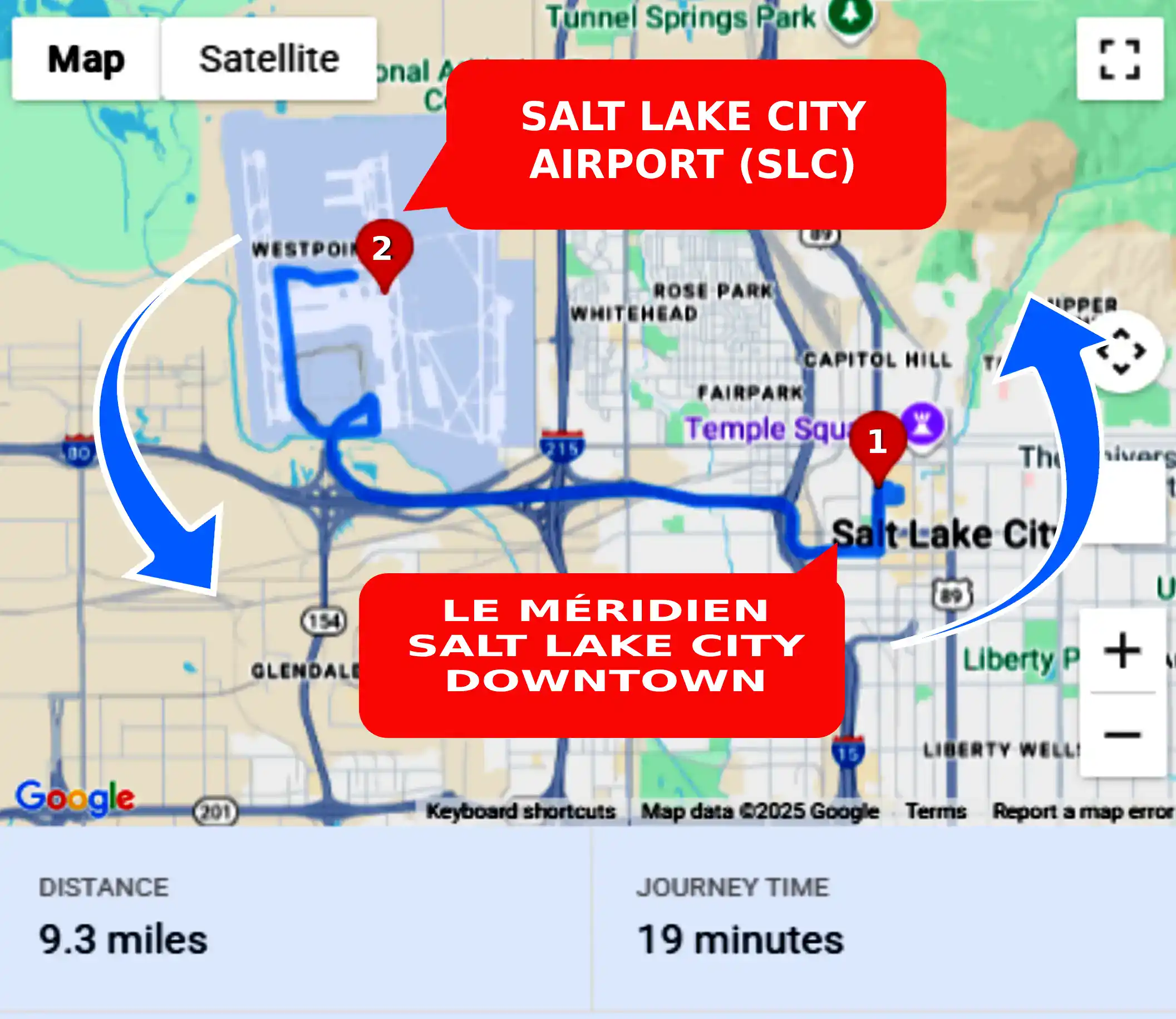 Le Méridien Salt Lake City Downtown To or From SLC Private Airport Shuttle Ride and Transfer