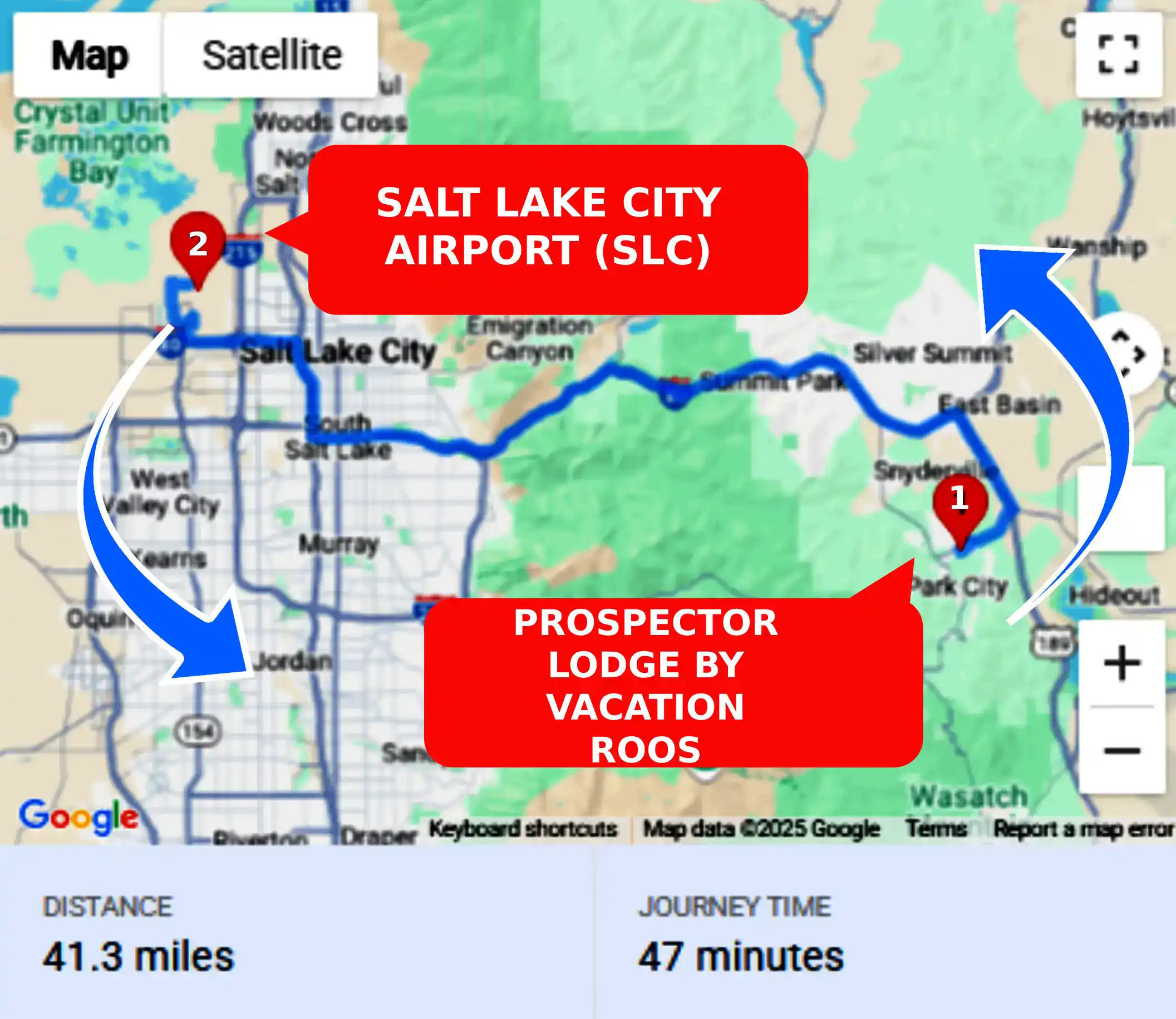 Prospector Lodge by Vacation Roost To or From SLC Private Airport Shuttle Ride and Transfer