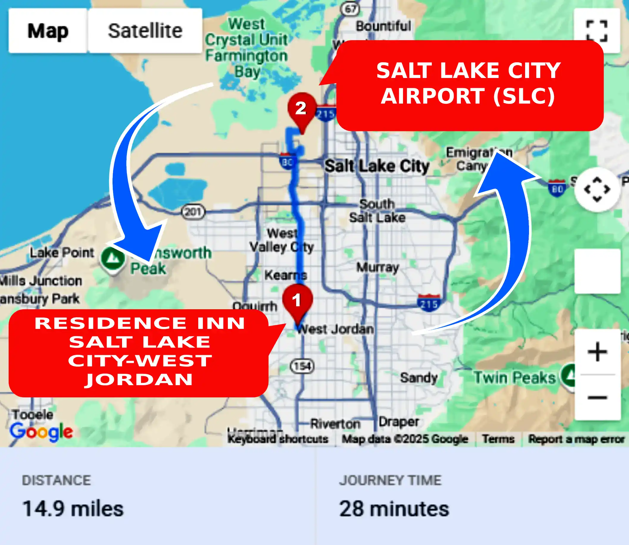 Residence Inn Salt Lake City-West Jordan To or From SLC Private Airport Shuttle Ride and Transfer