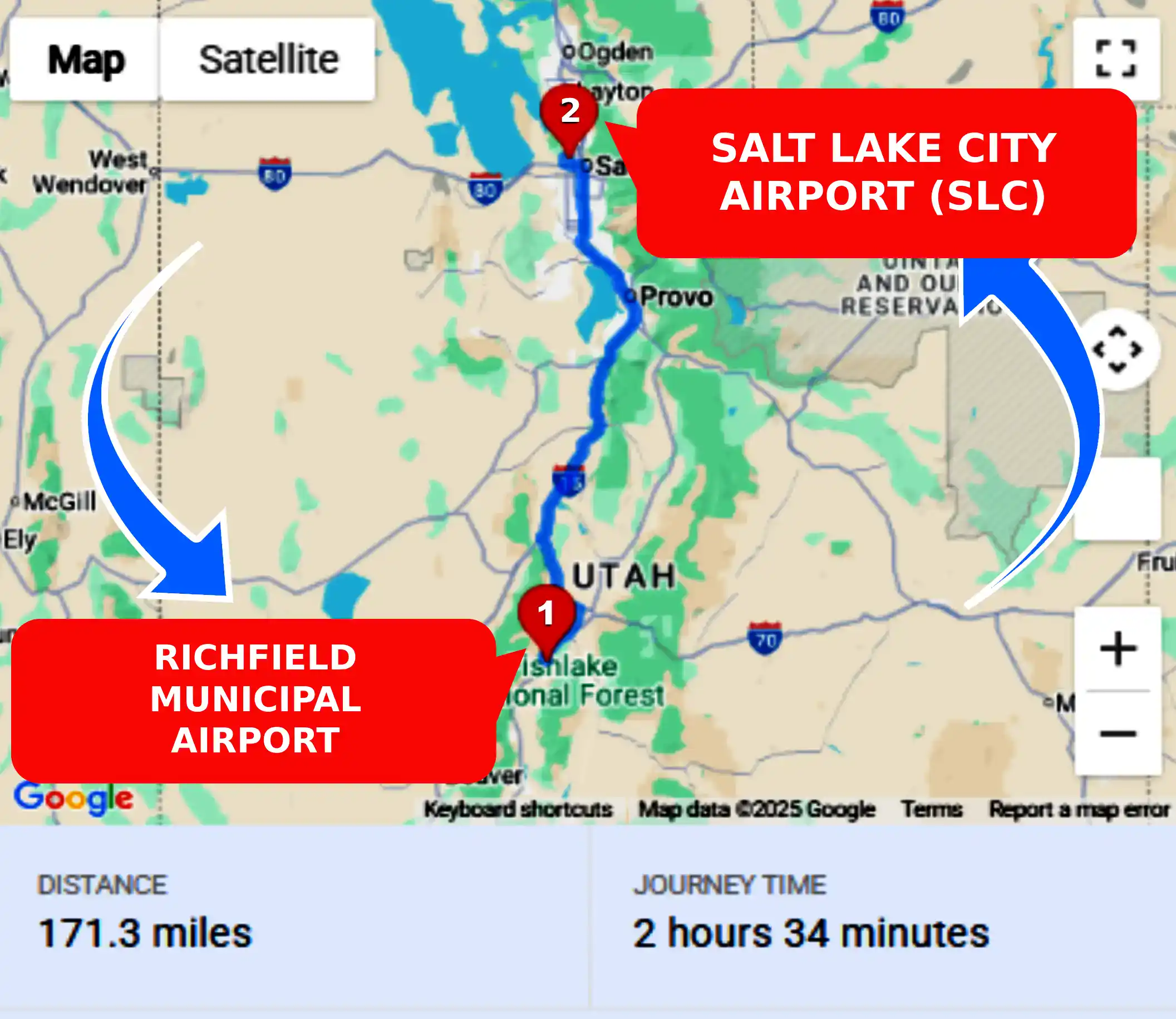 Richfield Municipal Airport To or From SLC Private Airport Shuttle Ride and Transfer