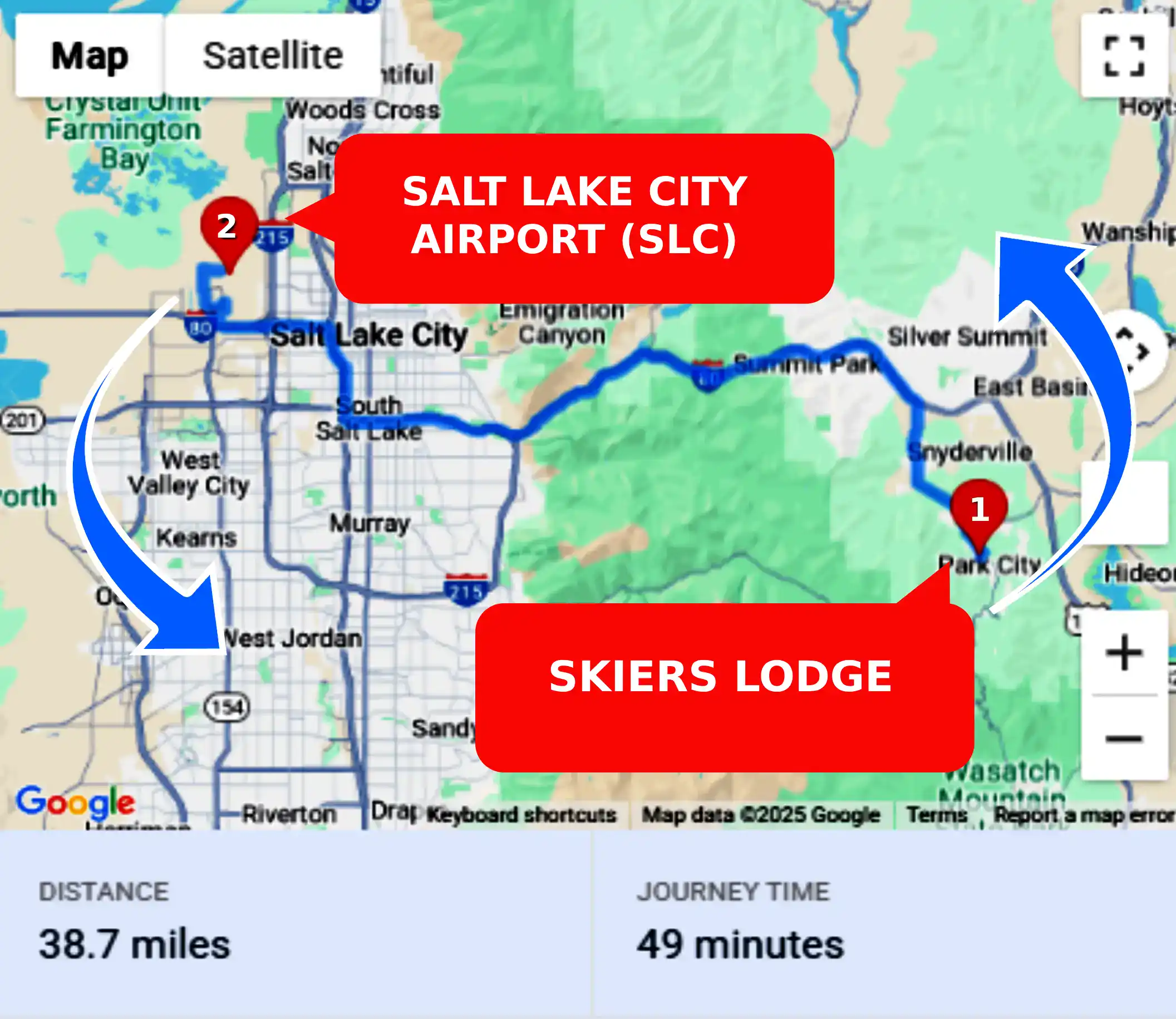 Skiers Lodge To or From SLC Private Airport Shuttle Ride and Transfer