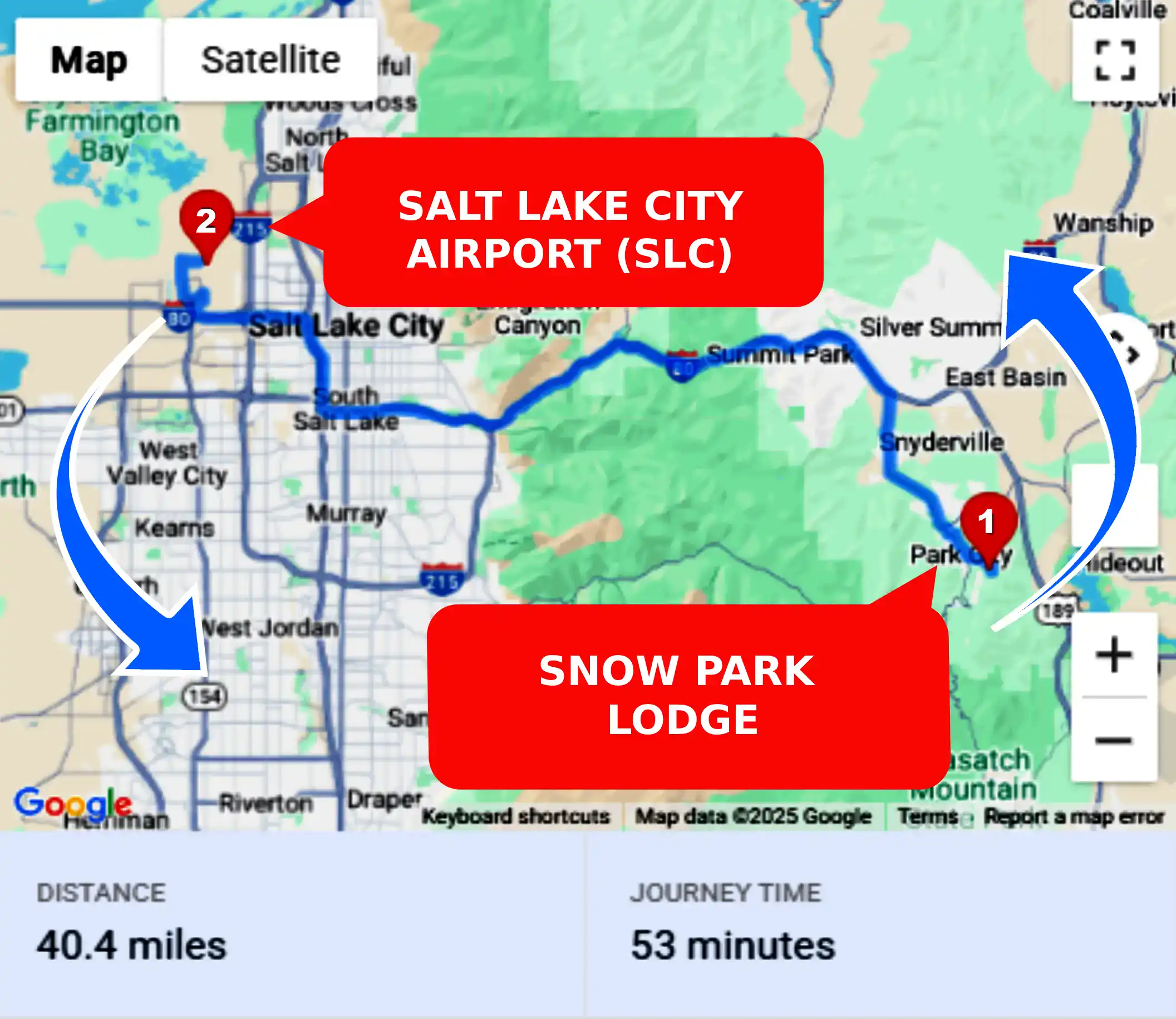 Snow Park Lodge To or From SLC Private Airport Shuttle Ride and Transfer