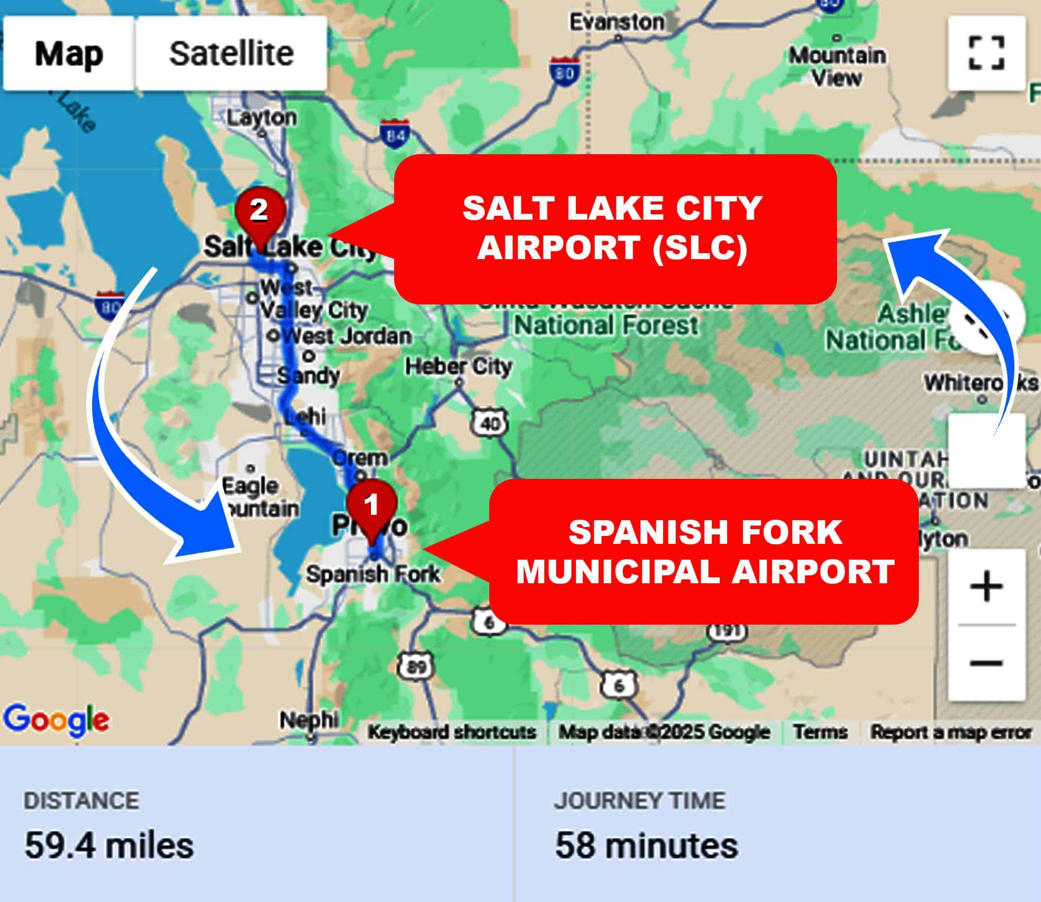 Spanish Fork Municipal Airport To or From SLC Private Airport Shuttle Ride and Transfer
