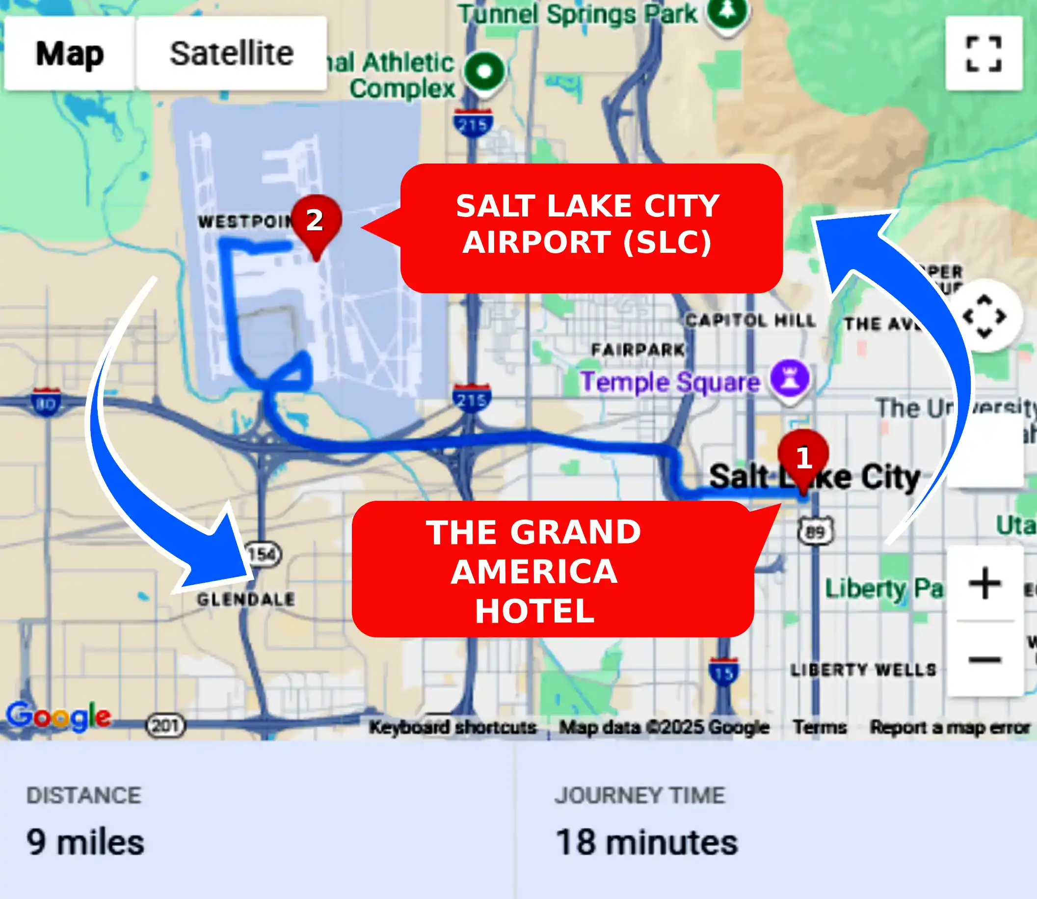 The Grand America Hotel To or From SLC Private Airport Shuttle Ride and Transfer
