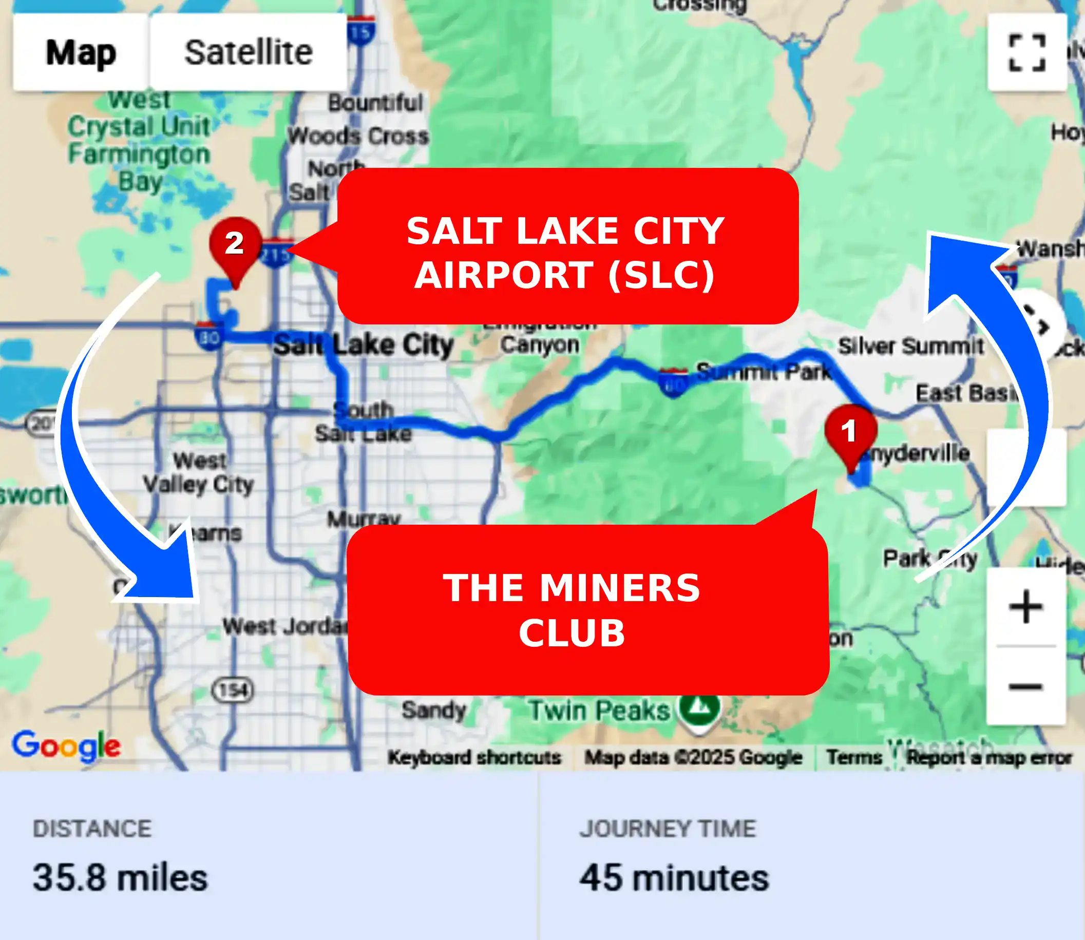 The Miners Club To or From SLC Private Airport Shuttle Ride and Transfer