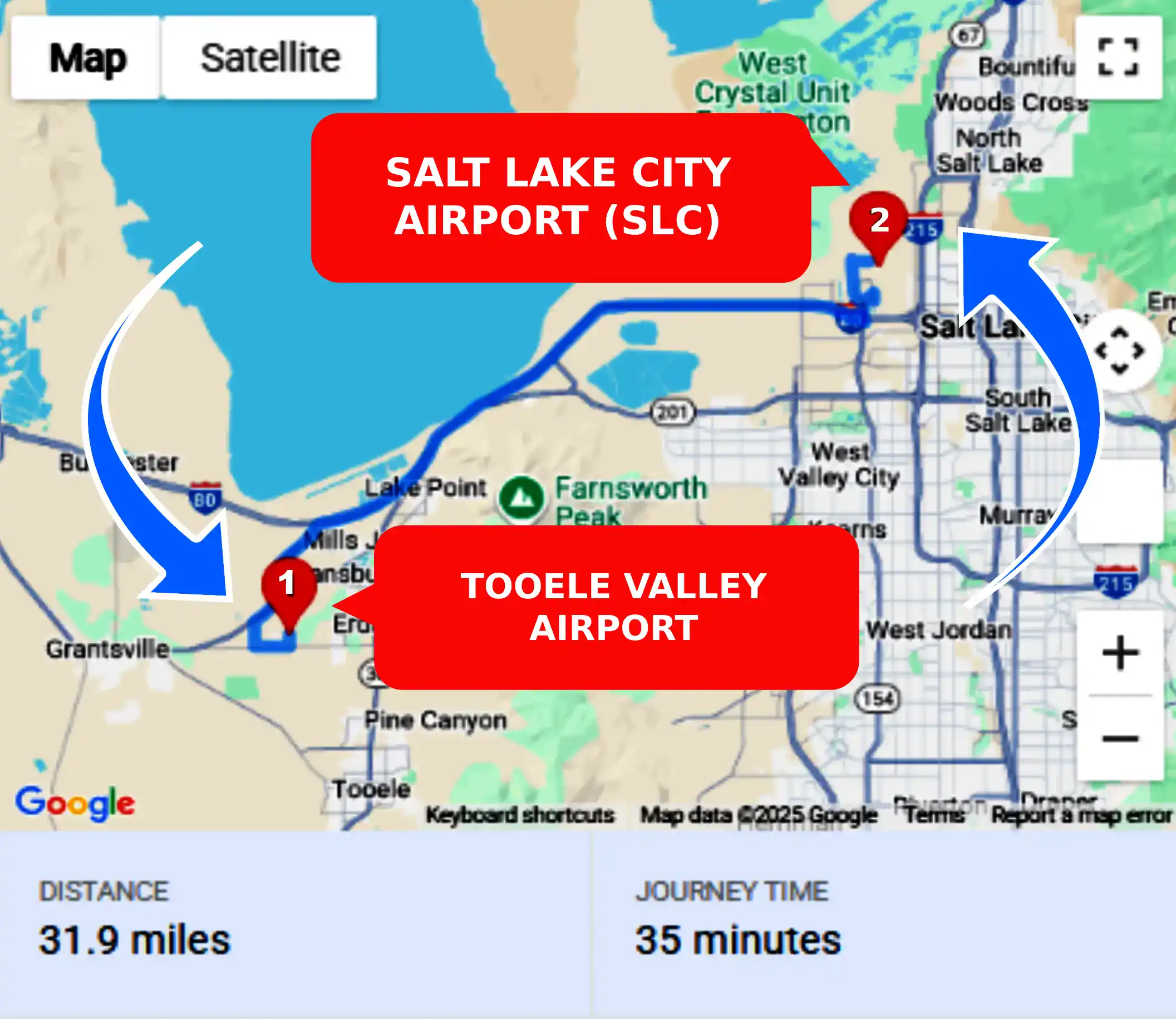 Tooele Valley Airport To or From SLC Private Airport Shuttle Ride and Transfer