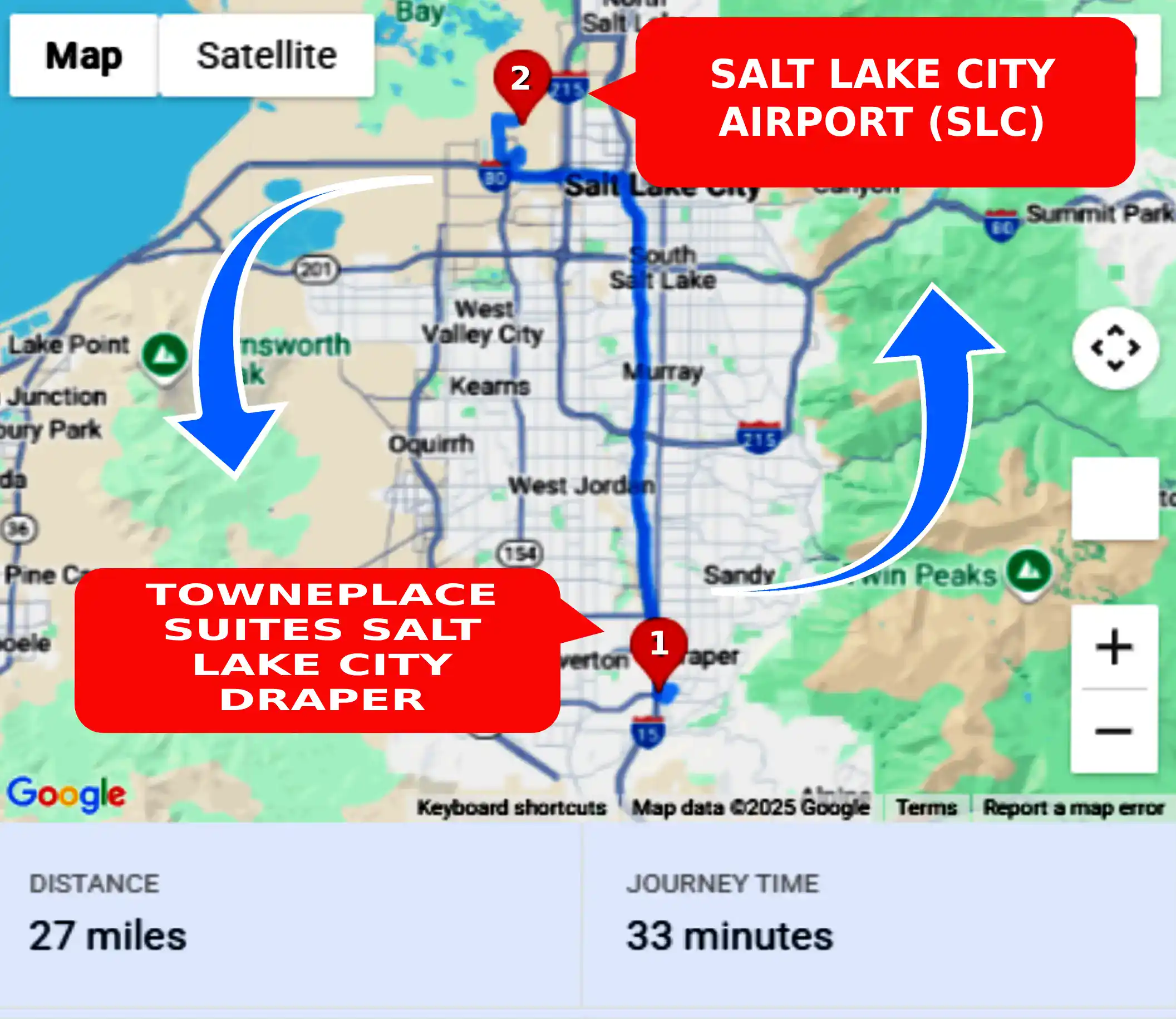 TownePlace Suites Salt Lake City Draper To or From SLC Private Airport Shuttle Ride and Transfer