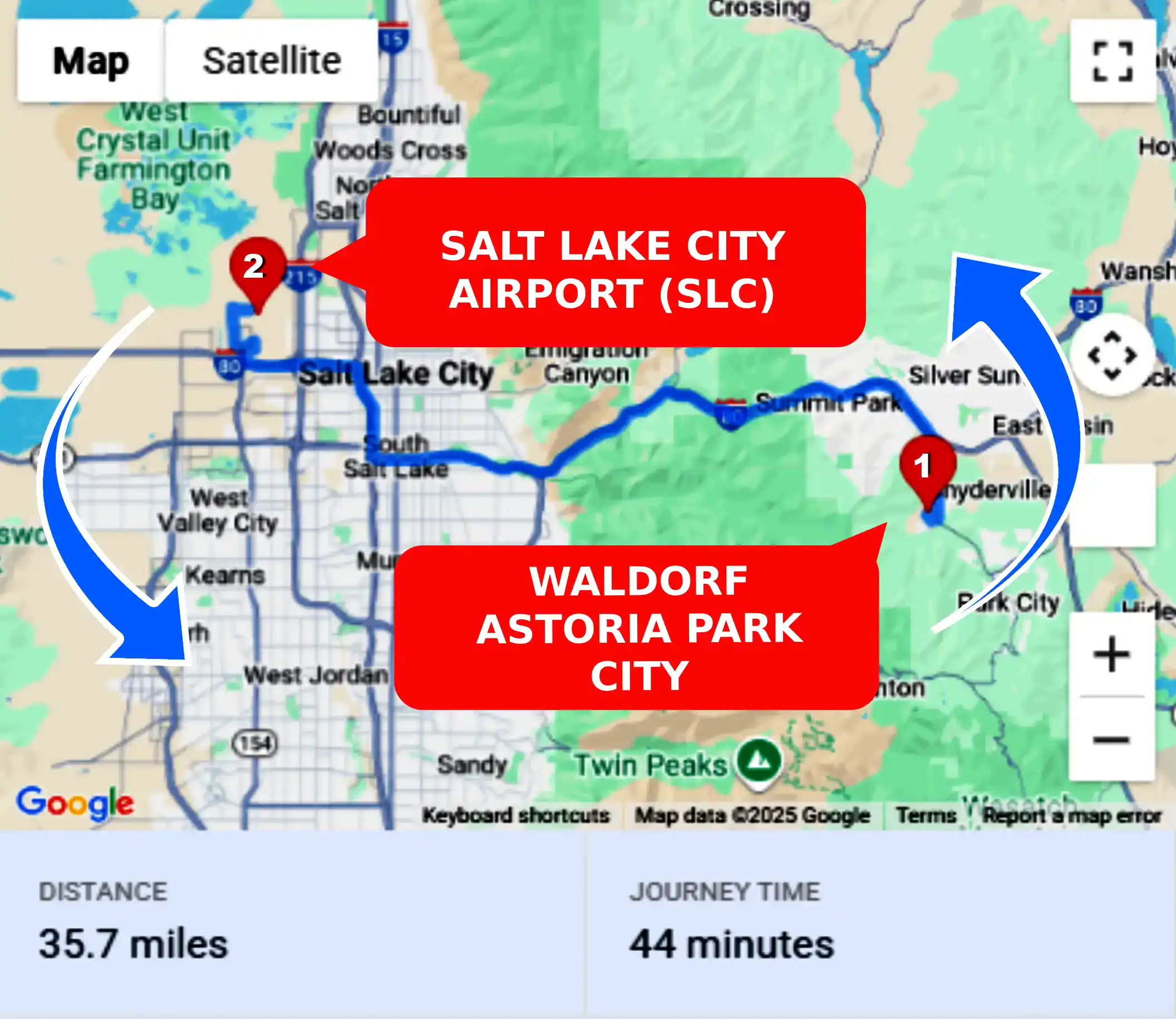 Waldorf Astoria Park City To or From SLC Private Airport Shuttle Ride and Transfer